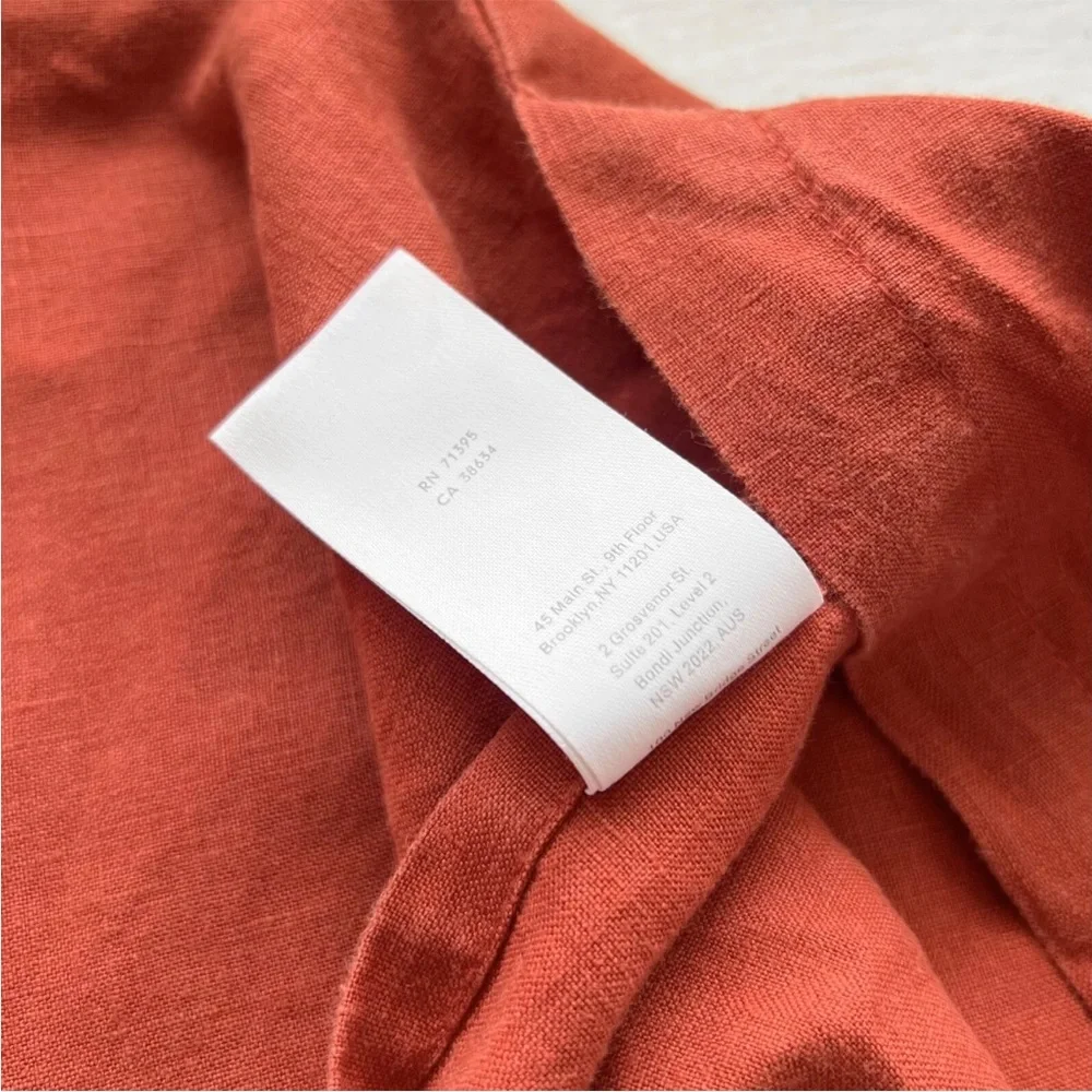 2 RARE West Elm European Flax Linen Shams KING Burnt Red Clay Brick Quiet Luxury